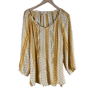 Como Vintage Womens Boho Popover Top Size XXL Balloon Sleeve Peasant Mixed Print